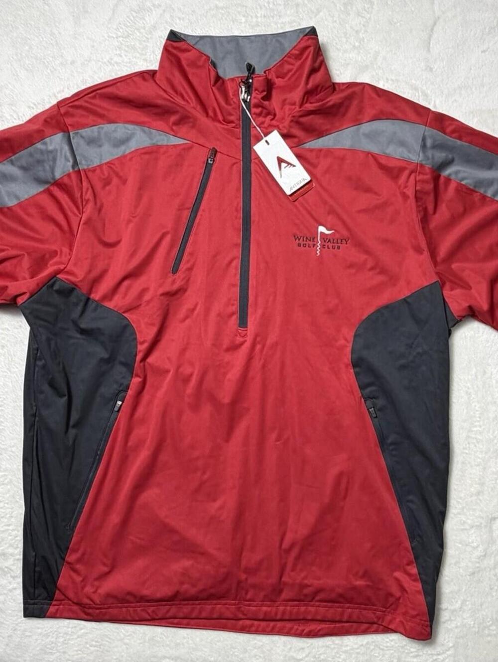 Antigua Wine Valley Golf Club Mens Large Red 1/2 Zip Pullover Windbreaker New
